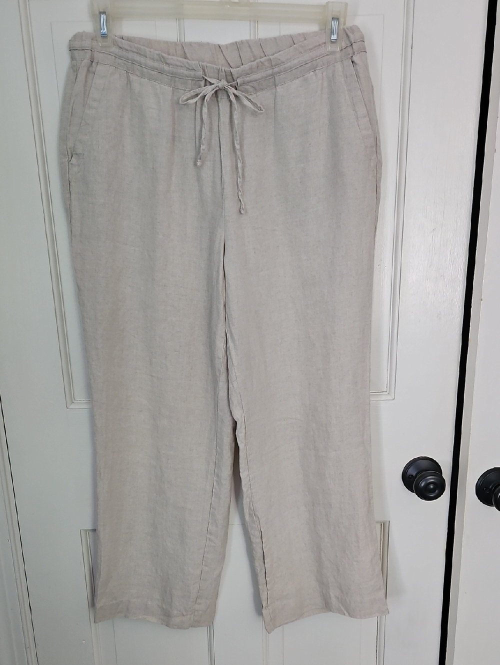 Charter Club Linen Petite Drawstring Pants in Light Beige